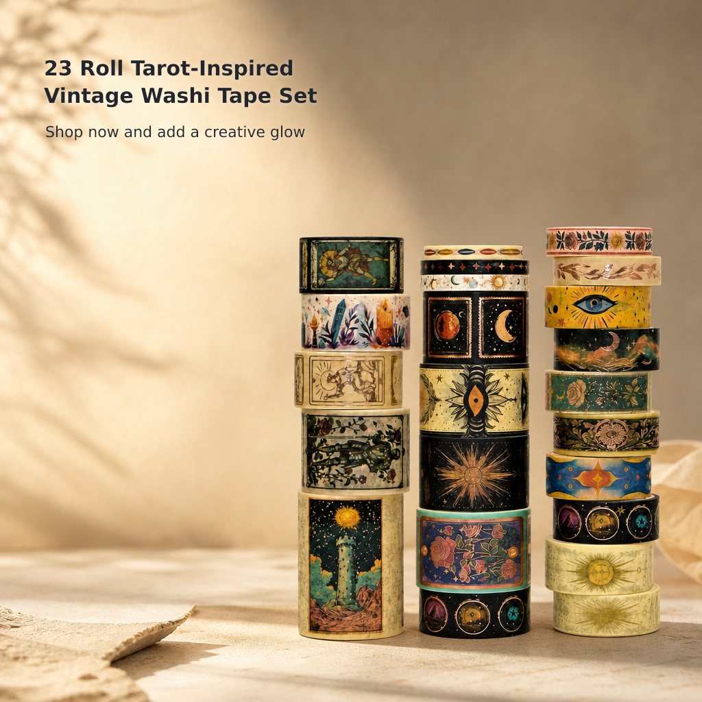 23-Roll Gold Foil Tarot Washi Tape Set