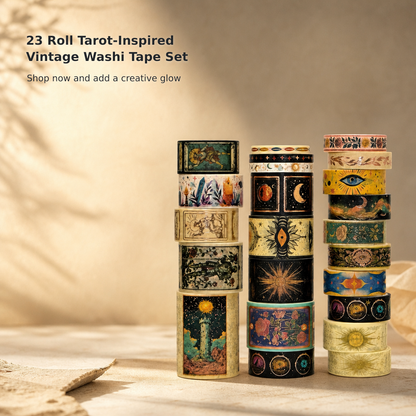23-Roll Gold Foil Tarot Washi Tape Set