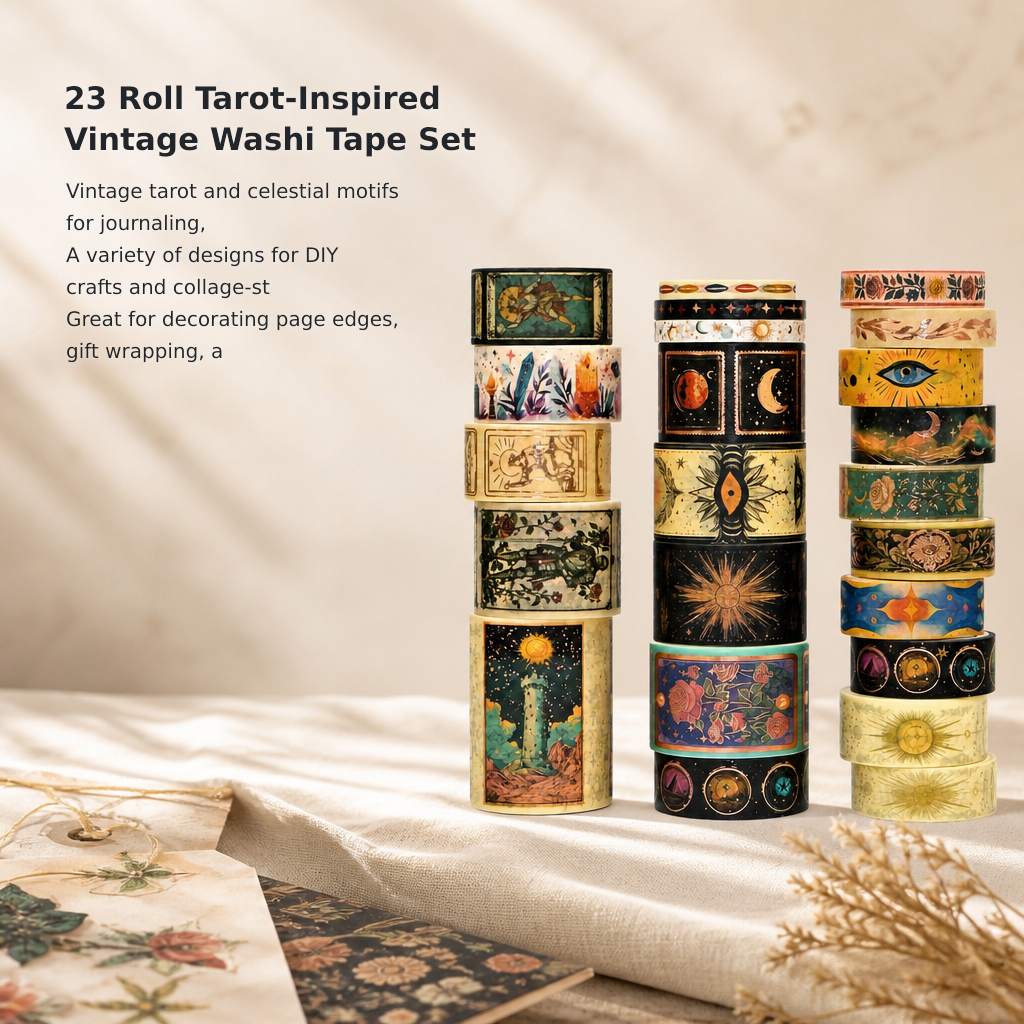 23-Roll Gold Foil Tarot Washi Tape Set