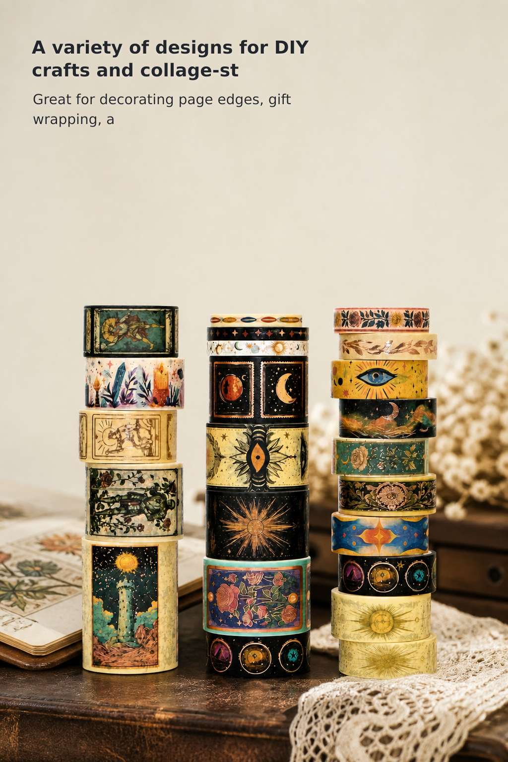 23-Roll Gold Foil Tarot Washi Tape Set