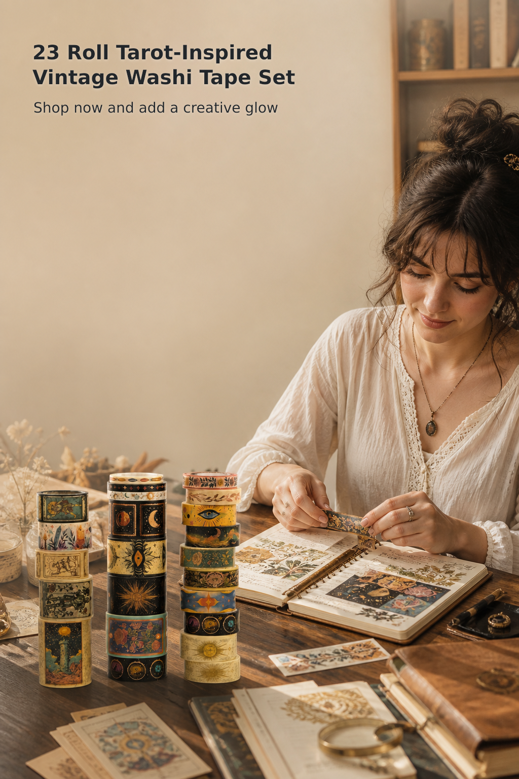 23-Roll Gold Foil Tarot Washi Tape Set